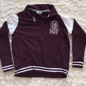 pink quarter zip sweatshirt